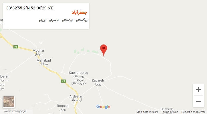 روستای جعفرآباد بر روی نقشه