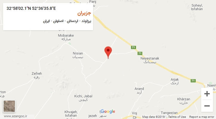 روستای جزیران بر روی نقشه