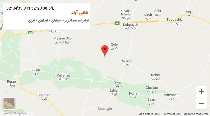 روستای خانی آباد بر روی نقشه