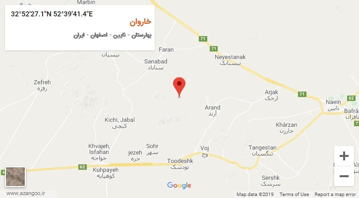 روستای خاروان بر روی نقشه