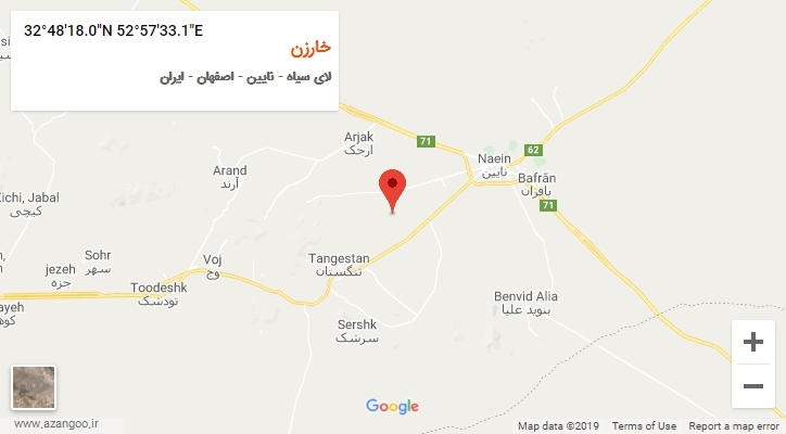 روستای خارزن بر روی نقشه