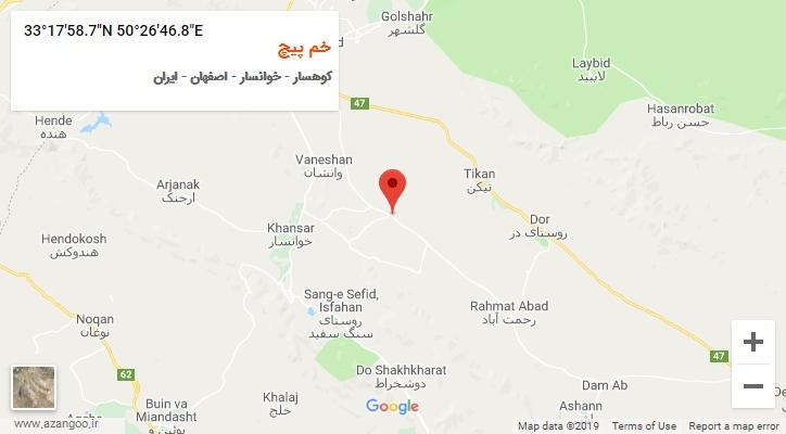 روستای خم پیچ بر روی نقشه