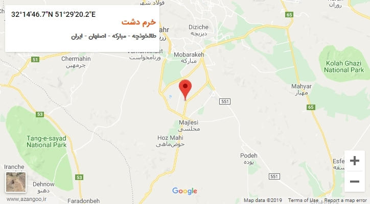 روستای خرم دشت بر روی نقشه