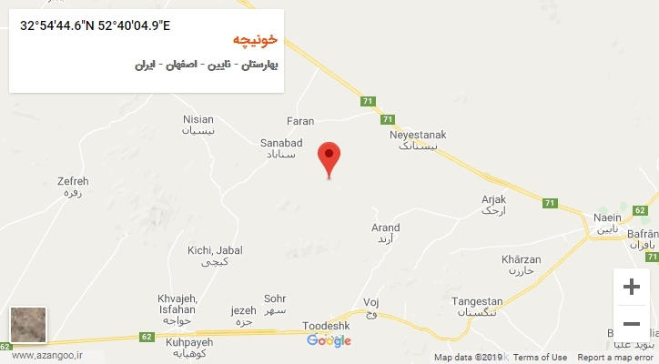 روستای خونیچه بر روی نقشه