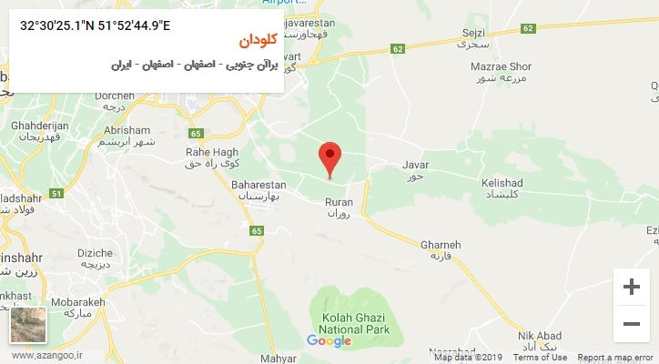 روستای کلودان بر روی نقشه