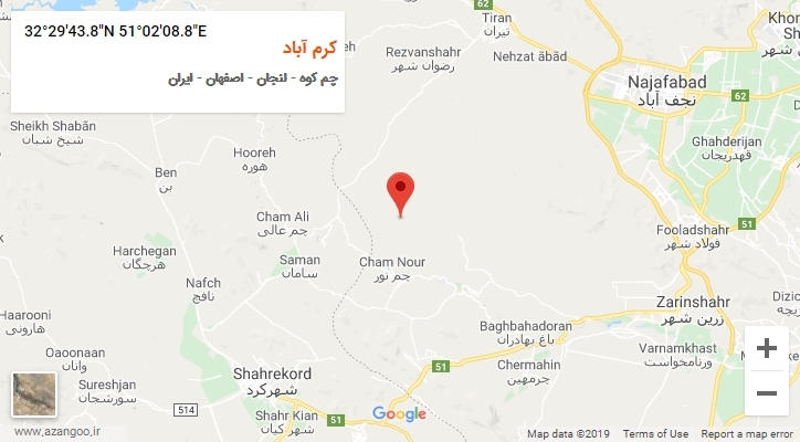روستای کرم آباد بر روی نقشه