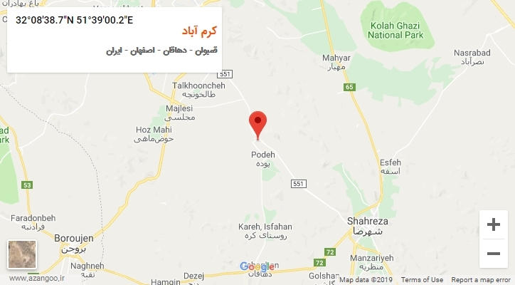 روستای کرم آباد بر روی نقشه