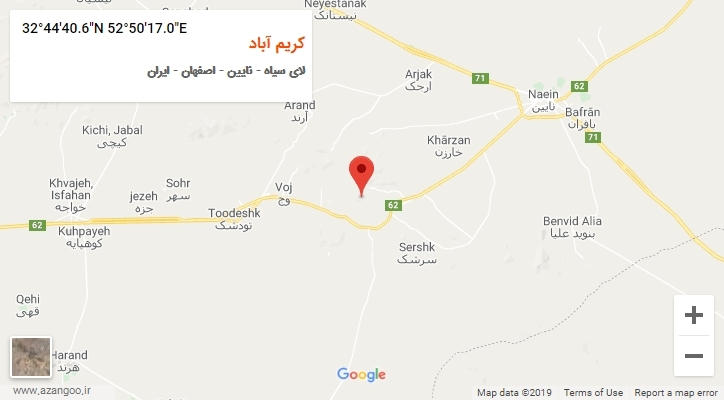 روستای کریم آباد بر روی نقشه