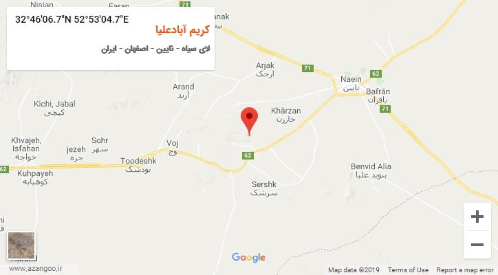 روستای کریم آبادعلیا بر روی نقشه
