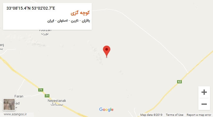روستای کوچه گزی بر روی نقشه