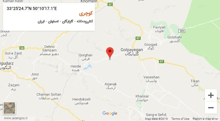 روستای کوچری بر روی نقشه