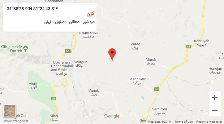 روستای کزن بر روی نقشه