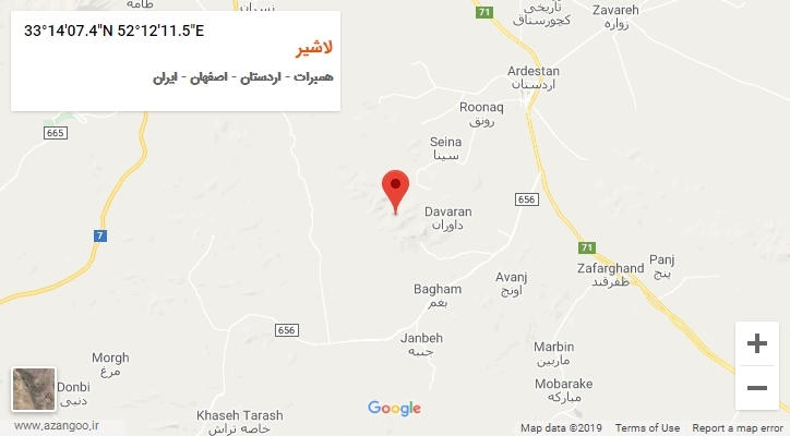 روستای لاشیر بر روی نقشه