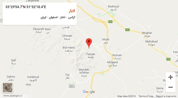 روستای لایار بر روی نقشه