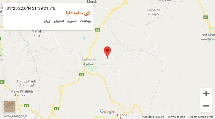 روستای لای سفیدعلیا بر روی نقشه