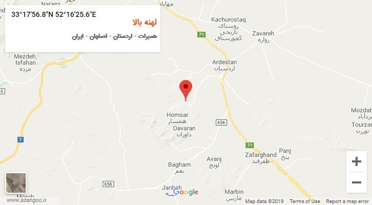 روستای لهنه بالا بر روی نقشه