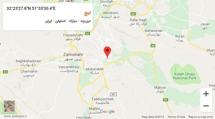 روستای لنج بر روی نقشه