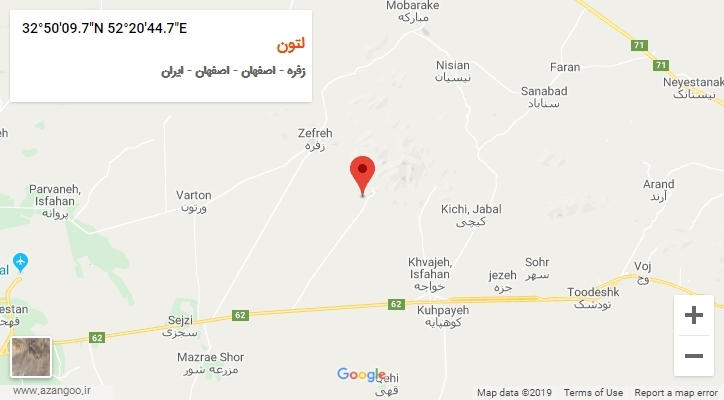 روستای لتون بر روی نقشه