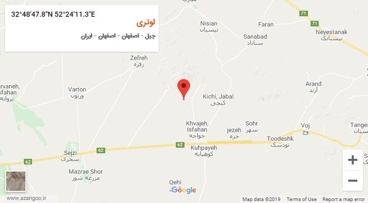 روستای لوتری بر روی نقشه