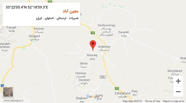 روستای معین آباد بر روی نقشه
