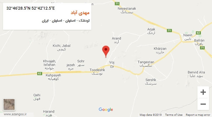 روستای مهدی آباد بر روی نقشه