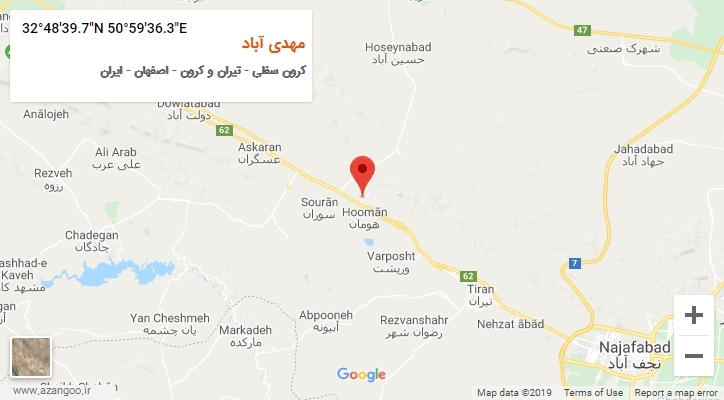 روستای مهدی آباد بر روی نقشه