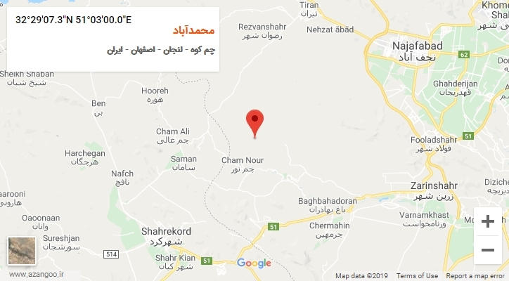 روستای محمدآباد بر روی نقشه
