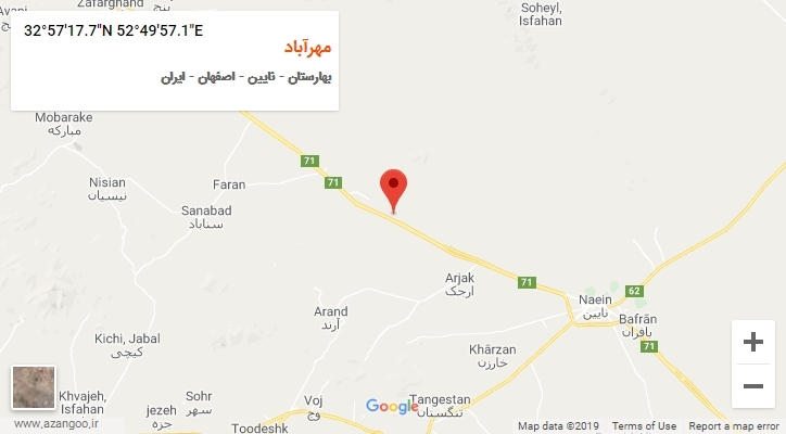 روستای مهرآباد بر روی نقشه