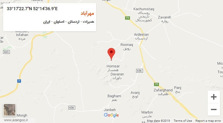 روستای مهرآباد بر روی نقشه
