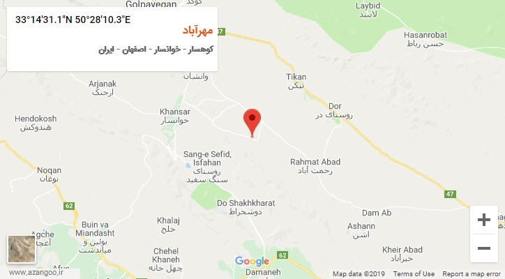 روستای مهرآباد بر روی نقشه