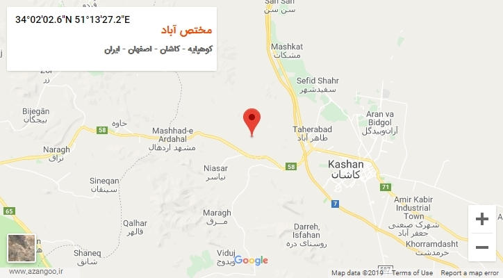 روستای مختص آباد بر روی نقشه