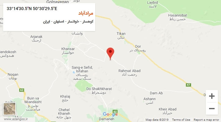 روستای مرادآباد بر روی نقشه