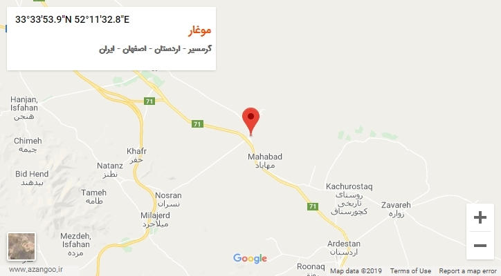 روستای موغار بر روی نقشه