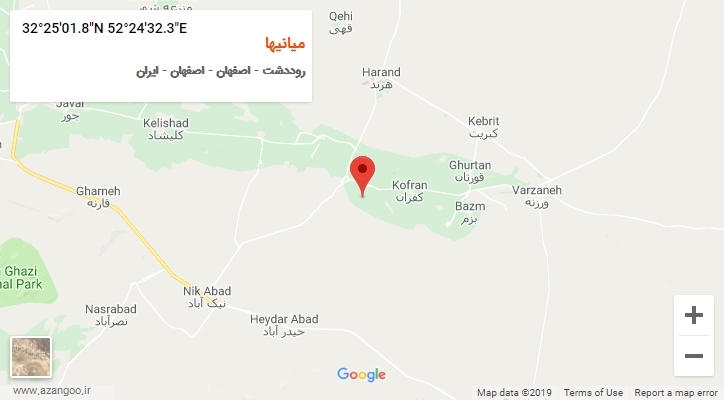روستای میانیها بر روی نقشه
