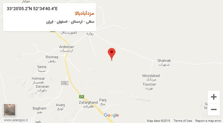 روستای مزدآبادبالا بر روی نقشه