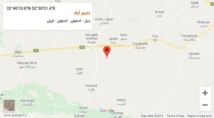 روستای ندیم آباد بر روی نقشه