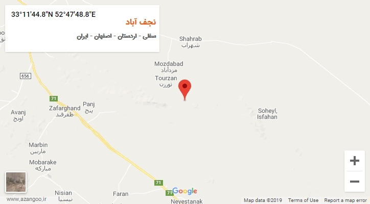 روستای نجف آباد بر روی نقشه