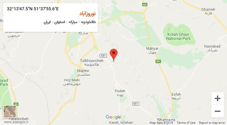 روستای نوروزآباد بر روی نقشه