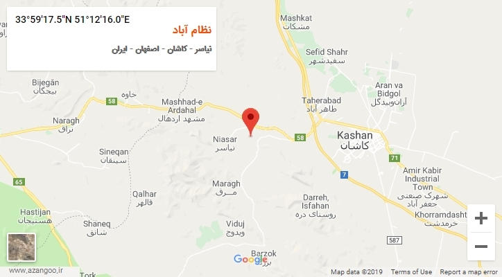 روستای نظام آباد بر روی نقشه