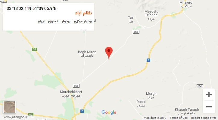 روستای نظام آباد بر روی نقشه