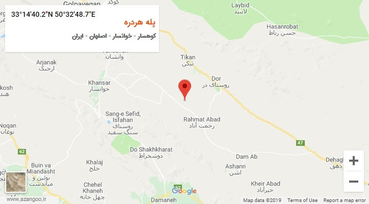 روستای پله هردره بر روی نقشه