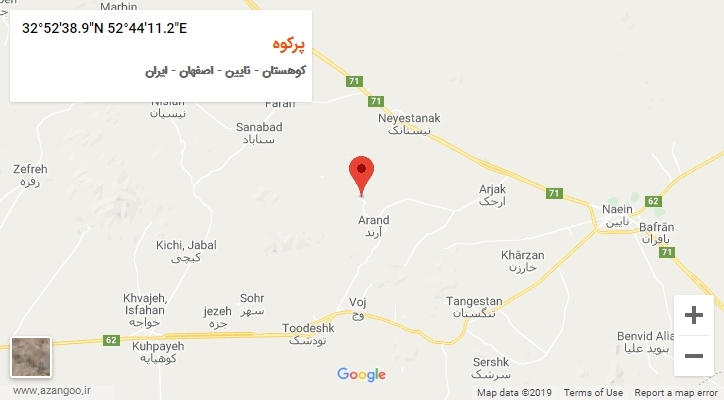 روستای پرکوه بر روی نقشه