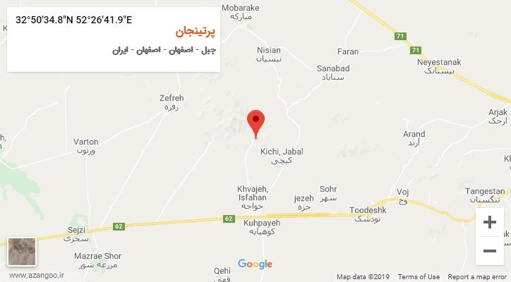 روستای پرتینجان بر روی نقشه