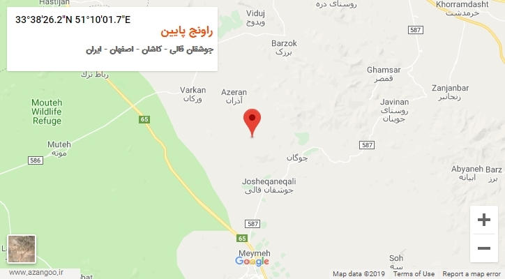 روستای راونج پایین بر روی نقشه