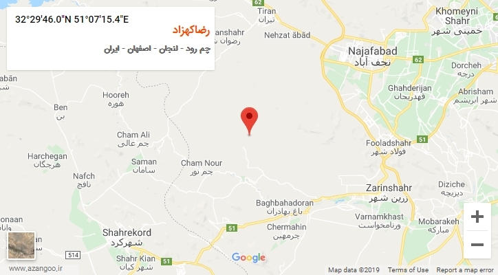 روستای رضاکهزاد بر روی نقشه