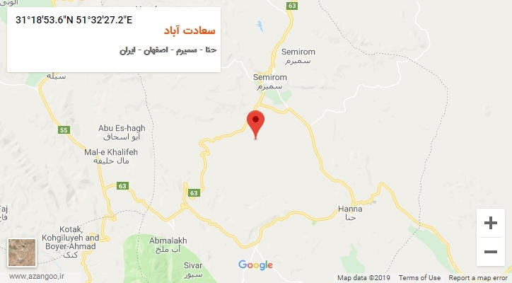 روستای سعادت آباد بر روی نقشه