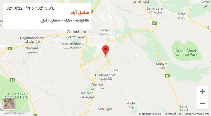 روستای صادق آباد بر روی نقشه