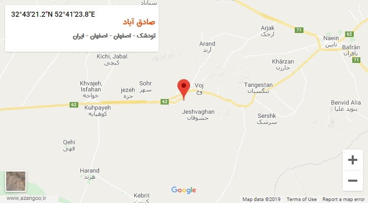 روستای صادق آباد بر روی نقشه