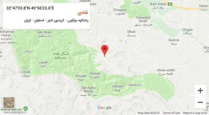 روستای شادی بر روی نقشه