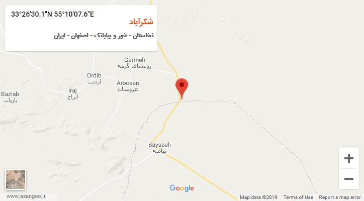 روستای شکرآباد بر روی نقشه
